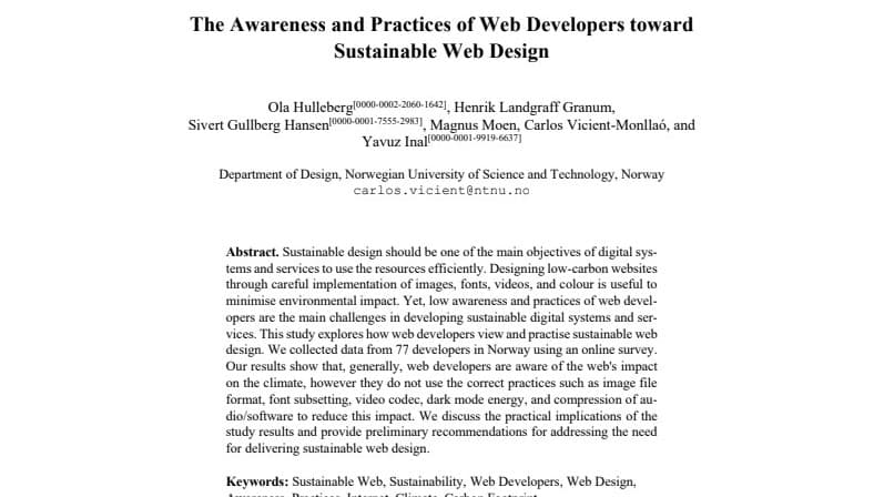 Research Paper - Awareness and Practicess of Sustainable Web Design